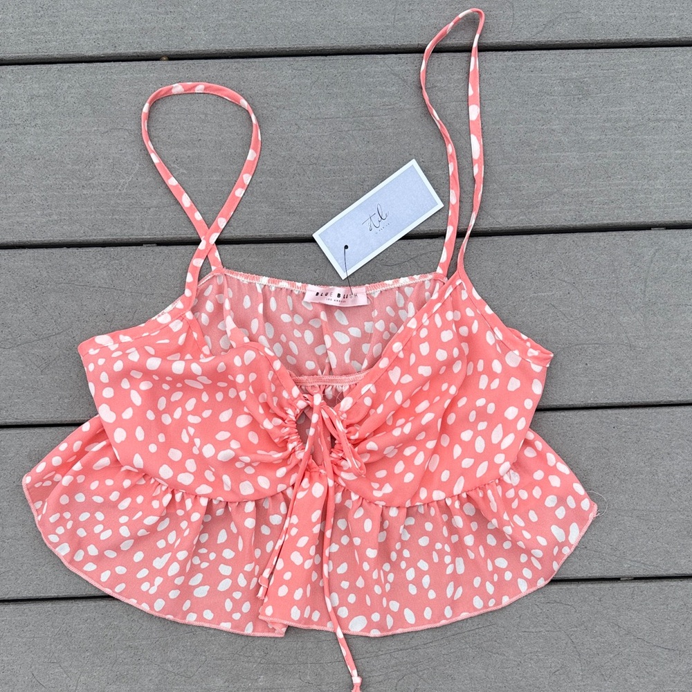 Blue Blush Pink Polka Dot Tank Top